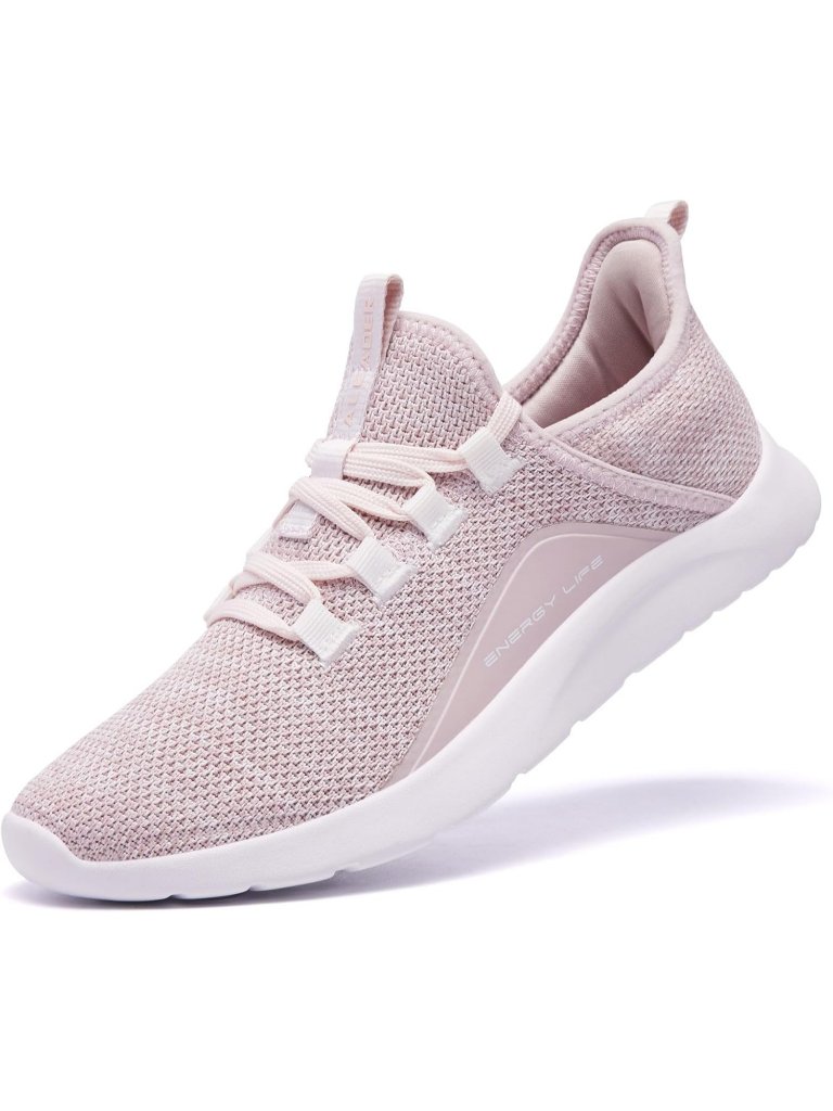 Women's Light Pink Mesh Energy Cloud Pull-On Lightweight Slip On Walking Sneaker